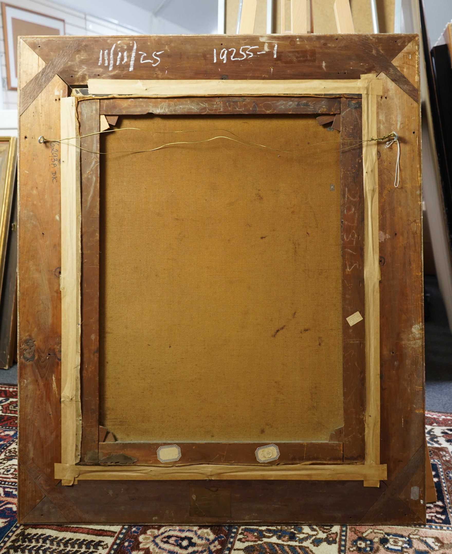 Attributed to Goseda Yoshimatsu, Japanese 1855-1915, A kneeling woman greeting a mother and child in an interior